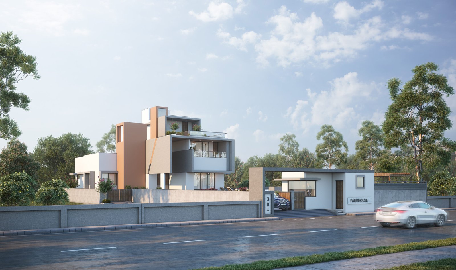 Jigisha Ben Farmhouse, view 3, by Himanshu Raval Architects