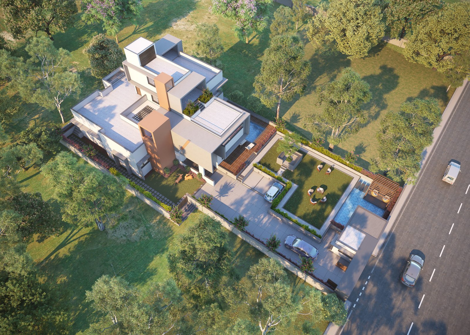 Jigisha Ben Farmhouse, view 4, by Himanshu Raval Architects