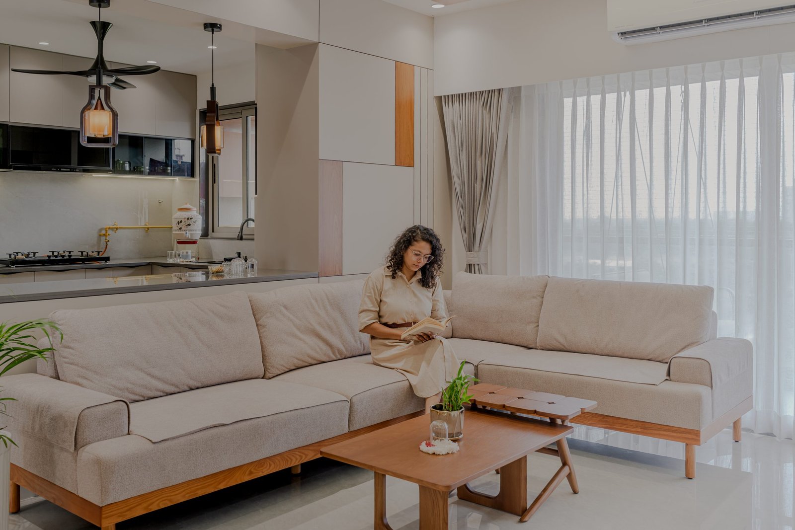 Living room, lived in, Jayendra Bhai Residence by Himanshu Raval Architects