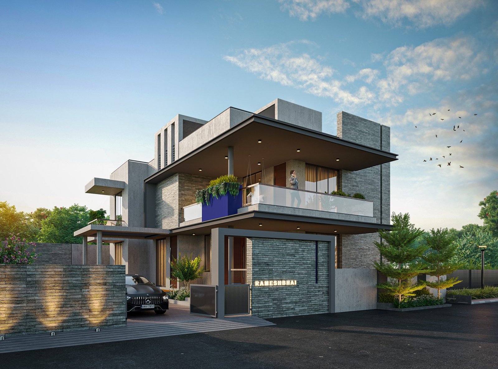 Twin Bungalows, Kalol, view 3, by Himanshu Raval Architects