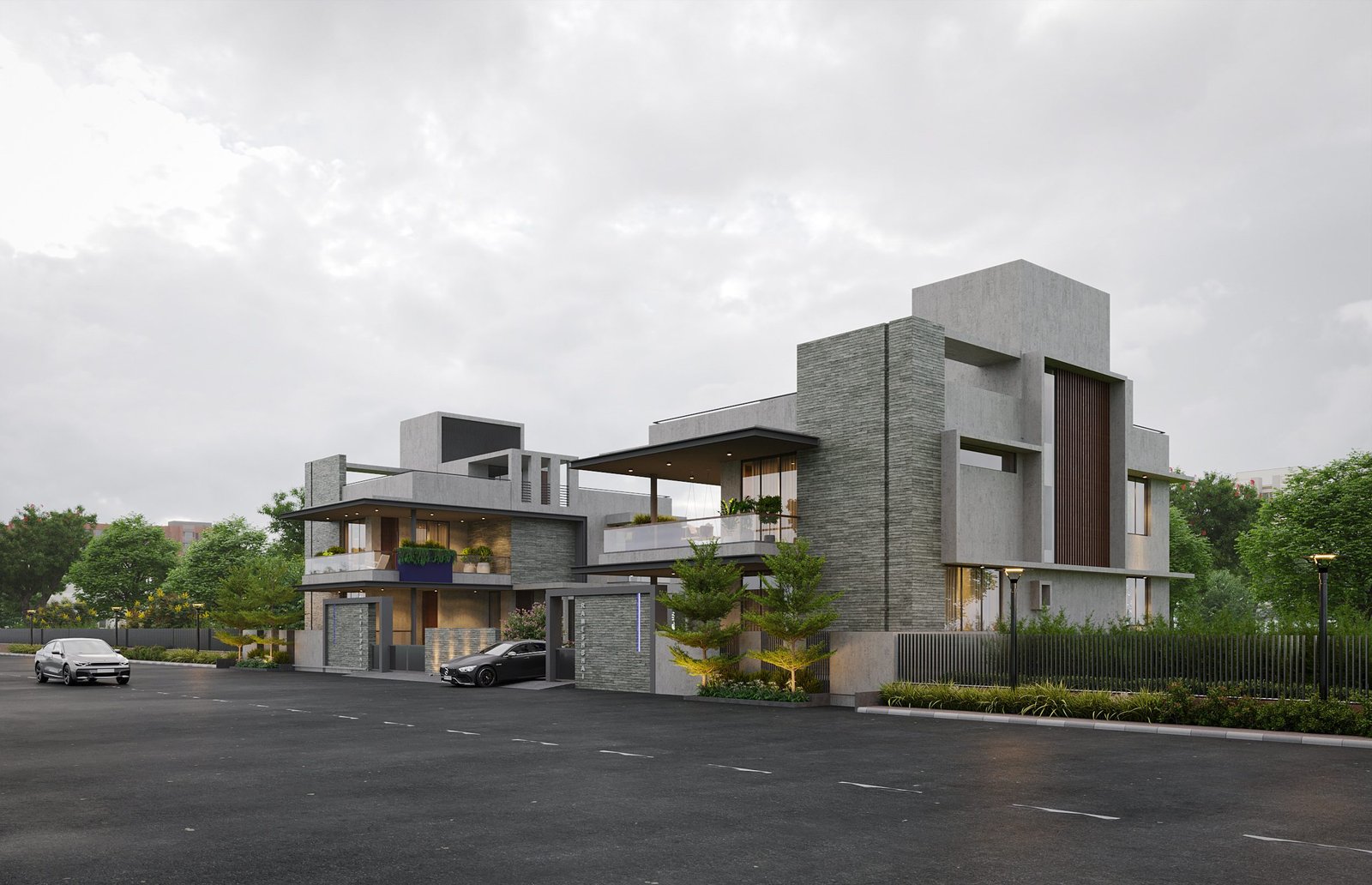 Twin Bungalows, Kalol, view 4, by Himanshu Raval Architects