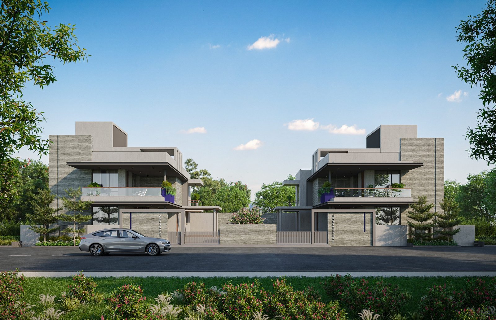 Twin Bungalows, Kalol, view 5, by Himanshu Raval Architects